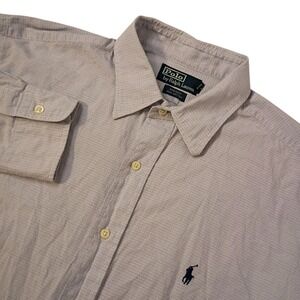 Polo Ralph Lauren Andrew Shirt Mens‎ XL (17-36) Blue Black Micro Plaid Pony